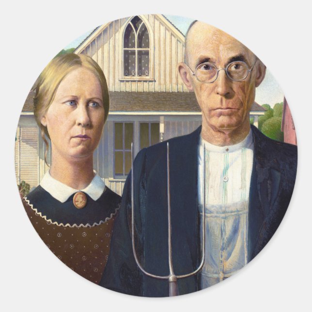 Adesivo American Gothic Classic Painting Grant Wood (Frente)