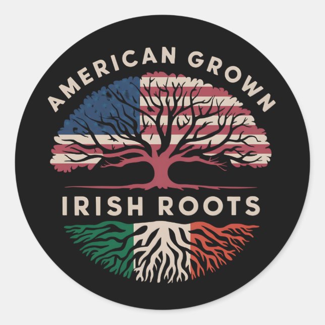 Adesivo American Grown Irish Roots Dia de São Patrício (Frente)