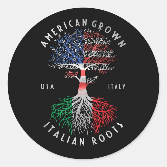 Adesivo American Grown Italian Roots Italy Flag National (Frente)