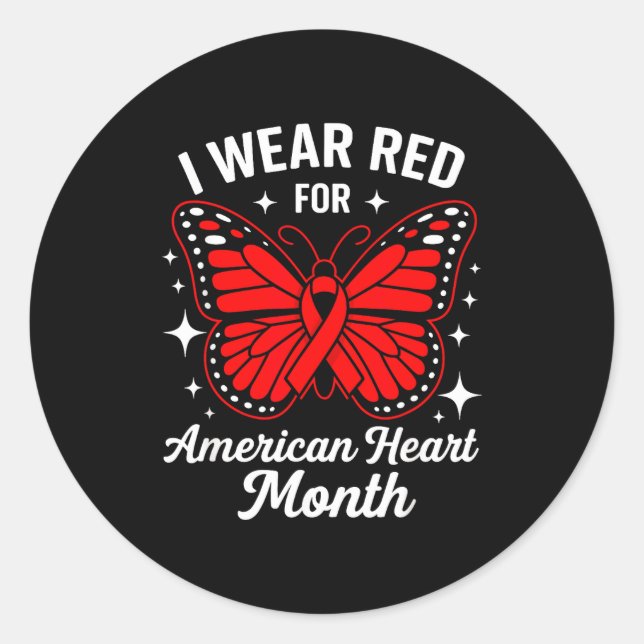 Adesivo American Heart Disease Awareness Month Ribbon Red  (Frente)