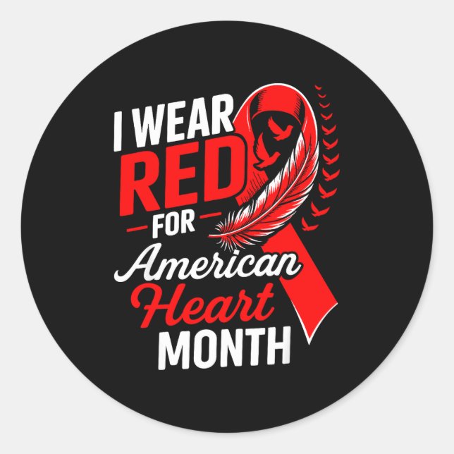 Adesivo American Heart Disease Awareness Month Ribbon Red  (Frente)
