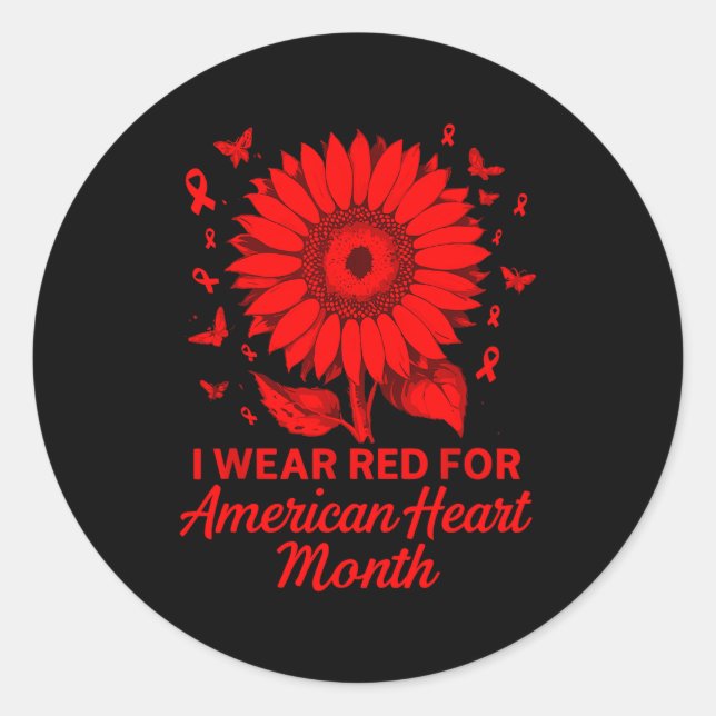 Adesivo American Heart Disease Awareness Month Ribbon Red  (Frente)