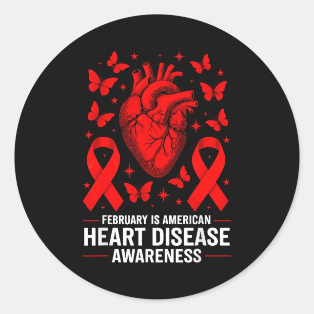 Adesivo American Heart Disease Awareness Month Ribbon Red  (Frente)