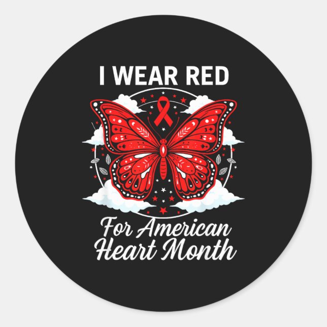 Adesivo American Heart Disease Awareness Month Ribbon Red  (Frente)