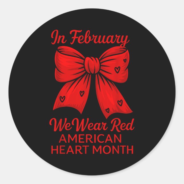 Adesivo American Heart Disease Awareness Month Ribbon Red  (Frente)