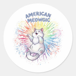 Adesivo American Meowgic - Sparly Cat & Rainbow Fireworks