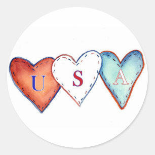 Adesivo American Patriot USA Pride Hearts Stickers