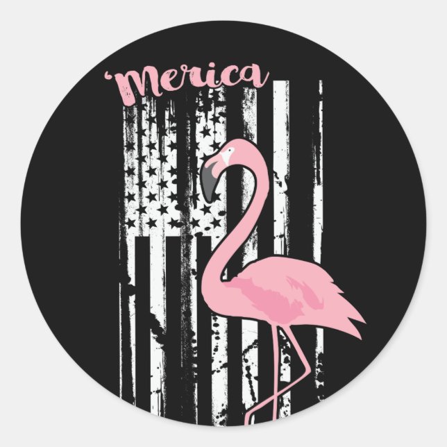 Adesivo American Pink Flamingo USA White Flag (Frente)