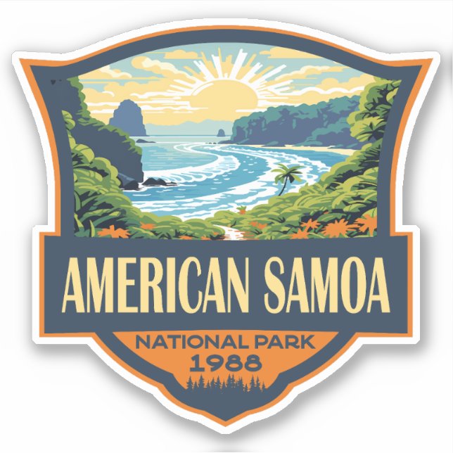 Adesivo American Samoa National Park Illustration Retro (Frente)