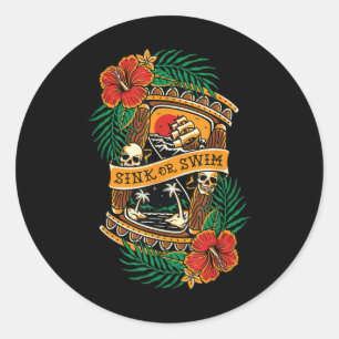 Adesivo American Traditional Tattoo Old School Flash Skull