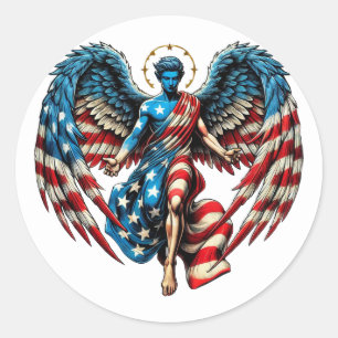 Adesivo American USA Flag Angel Man Patriotic Art