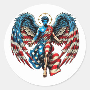 Adesivo American USA Flag Angel Man Patriotic Art