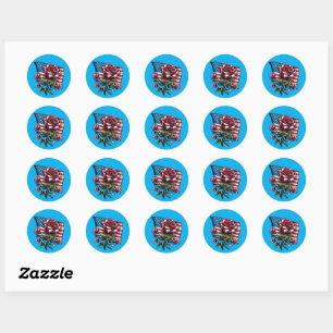 Adesivo American USA Flag rosa Patriotic flower Art