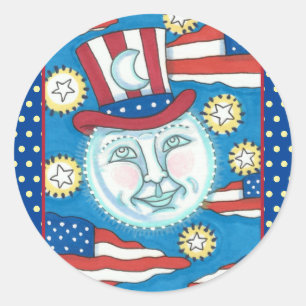 ADESIVO AMERICANA PATRIÓTICO DE ARTE FOLK NA LUA