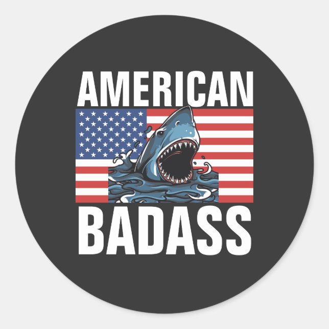 ADESIVO AMERICANO BADASS PATRIOT SHARK STICKERS (Frente)