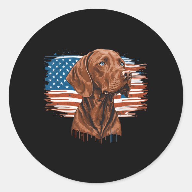 Adesivo Americano Em 4 De Julho De Vizsla Sobre Vizsl Patr (Frente)