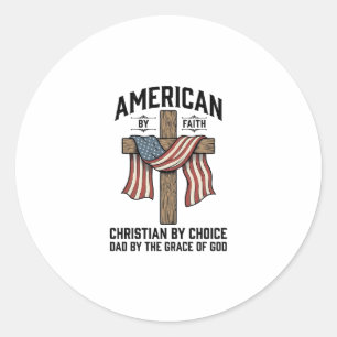 Adesivo Americano pela Fé Pai Cristão Cruz Patriótica Cam