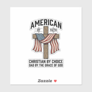 Adesivo Americano pela Fé Pai Cristão Cruz Patriótica Cam