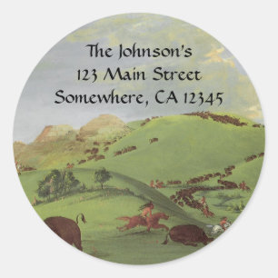 Adesivo Americanos nativos de Vintage, Buffalo Chase por C