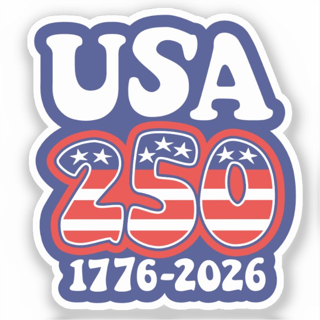 Adesivo America's 250th Birthday - Groovy USA 250 (Frente)