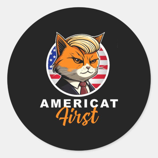 Adesivo Americat First Funny Patriot America Cats Presiden (Frente)