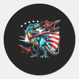 Adesivo Amerisauro T-rex Menina Patriótica 4 de julho