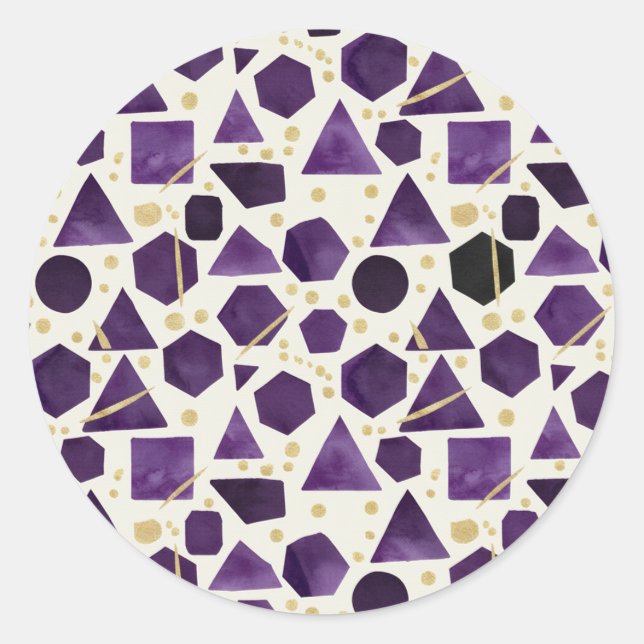 Adesivo Amethyst & Plum Watercolor Geometric Pattern (Frente)