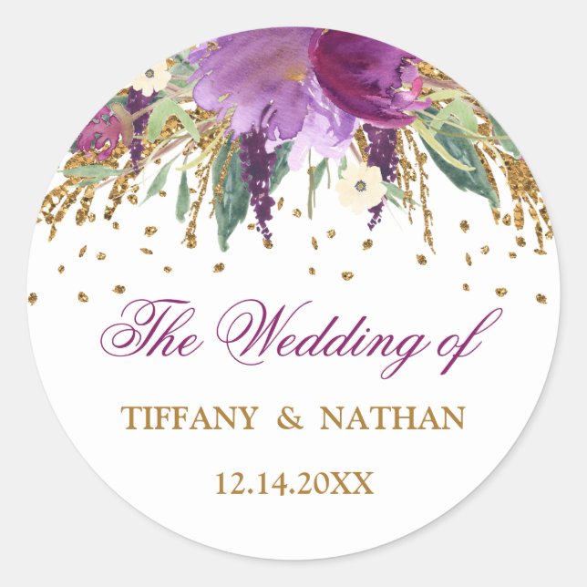 Adesivo Ametist Floral de Aquarela Puro (Frente)
