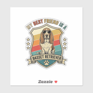 Adesivo Amigo Basset Retriever Cachorro Óculos de Sol Retr