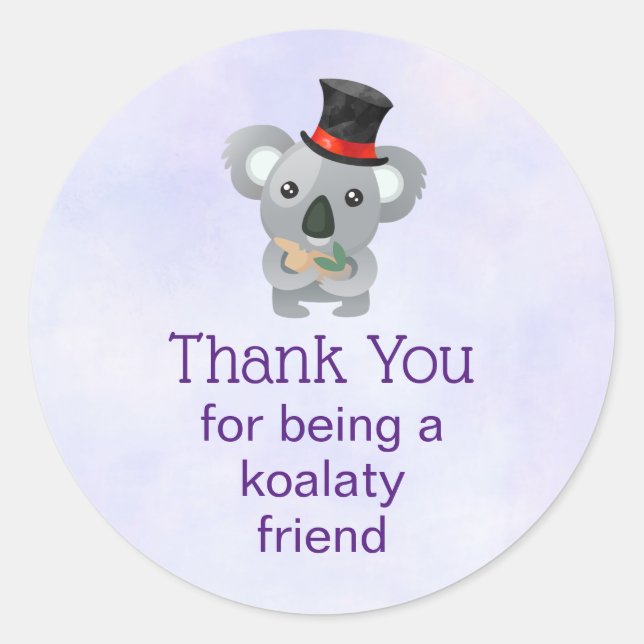 Adesivo Amigo de Koalaty Pun Cute Koala em Top Hat (Frente)