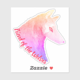 Adesivo Amigo do Lobo Pink Watercolor Wolf