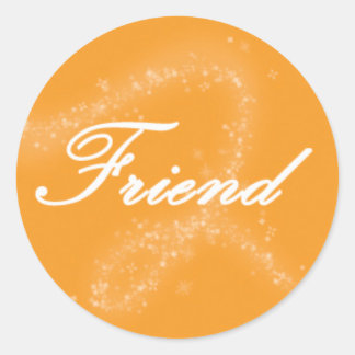 Adesivo Amigo em um Fundo Laranja