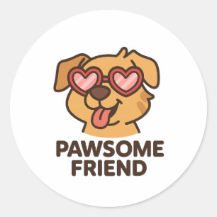 Adesivo Amigo Pawsome Cachorro Legal com Óculos de Coração