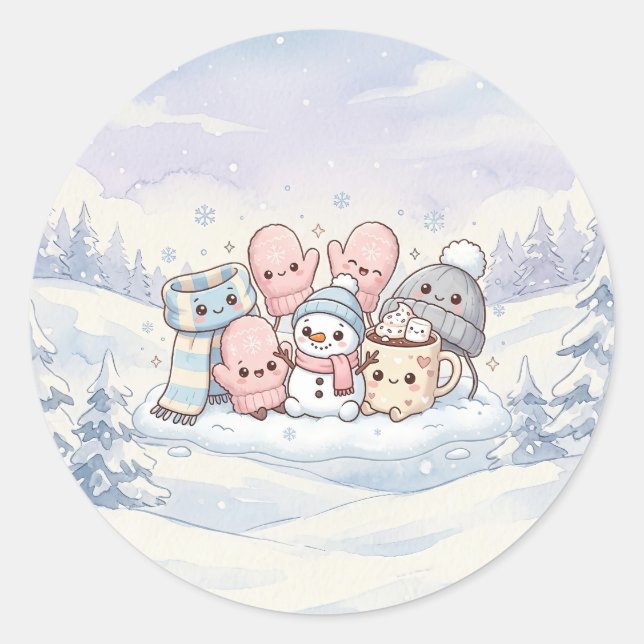 Adesivo Amigos Aconchegantes de Inverno (Frente)