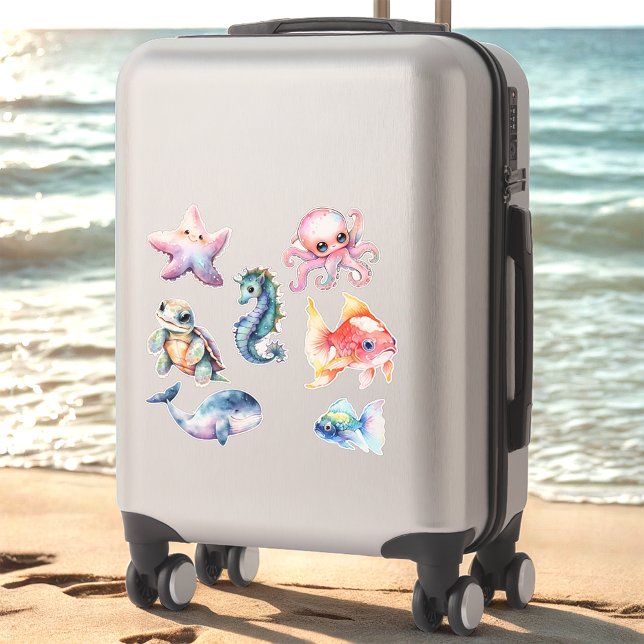 Adesivo Amigos Aquáticos de Aquarela (Criador carregado)