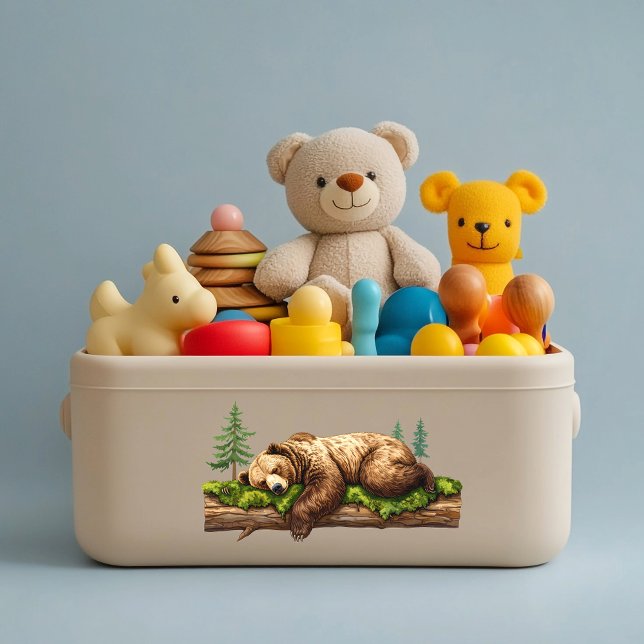 Adesivo Amigos da Floresta Dormindo Berço (Sleeping bear calm peaceful nursery decal sticker toy box storage wall baby room decor woodland )