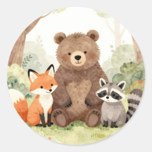 Adesivo Amigos da Floresta Fofos Urso Raposa Guaxinim Aqua