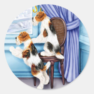 Adesivo Amigos da sala de estar do Fox Terrier do fio