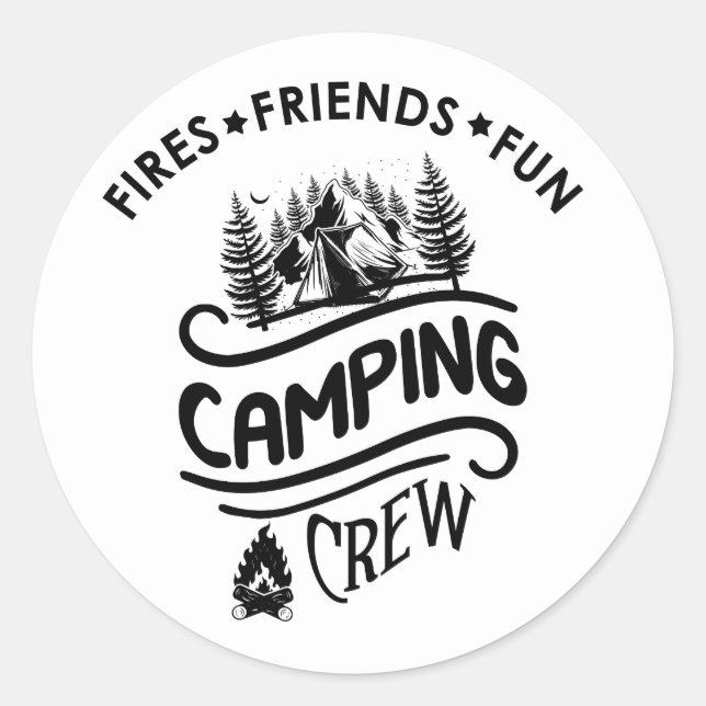 Adesivo Amigos do camping-slogan da equipe engraçada (Frente)