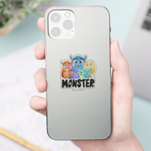 Adesivo Amigos monstros 2"x 2"- Transparente brilhante