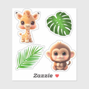 Adesivo Amigos Safari girafa zebra elefante-macaco-zebra