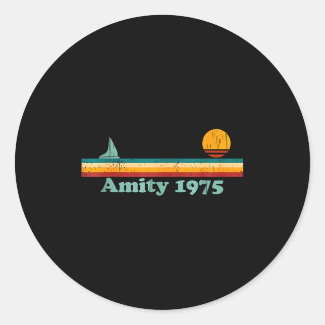 Adesivo Amity 1975 Retro Sailboat And Sunset Design Idea  (Frente)