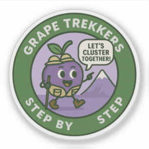 Adesivo Amizade de Trilha de Hiker de Uvas Reproduzíveis