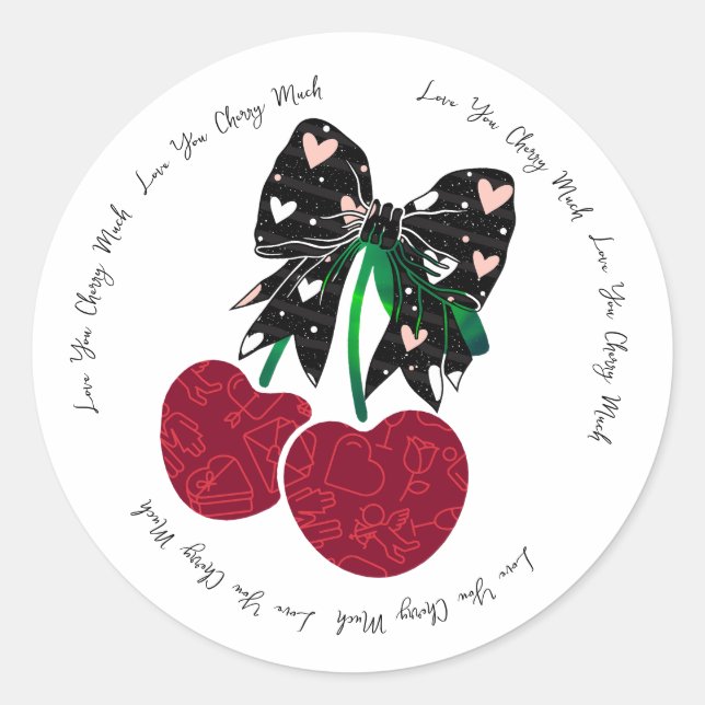Adesivo Amo cereja muito fruta engraçado (Frente)
