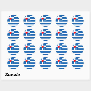 Adesivo Amo Grécia & Coração, bandeira grega viagem / espo