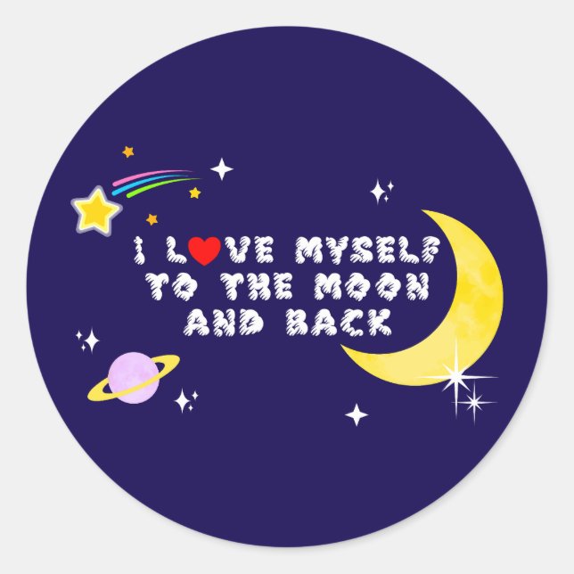 Adesivo Amo-me à Lua e à Afirmação Positiva (Frente)