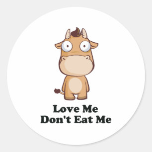 Adesivo Amo-me Não Coma Design de Vaca