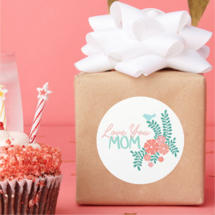 Adesivo Amo você mãe caligrafia moldura floral