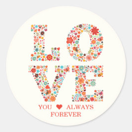 Adesivo "Amo Você, Sempre, Para Sempre" Floral Retrô
