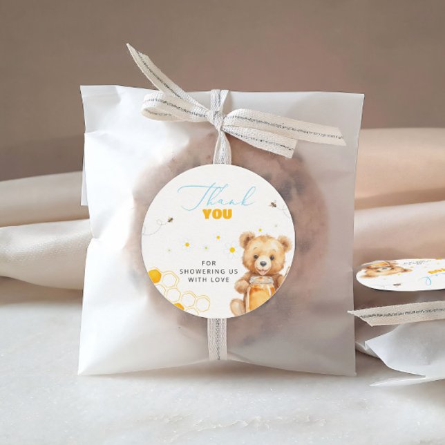 Adesivo Amor Bear Moderno Chá de fraldas Obrigado (Criador carregado)